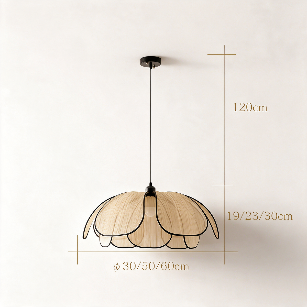 Lustre Pendente em Fibra Vegetal Trançada à Mão e Ferro E27 Bivolt Formato Lótus para Sala de Jantar e Quarto
