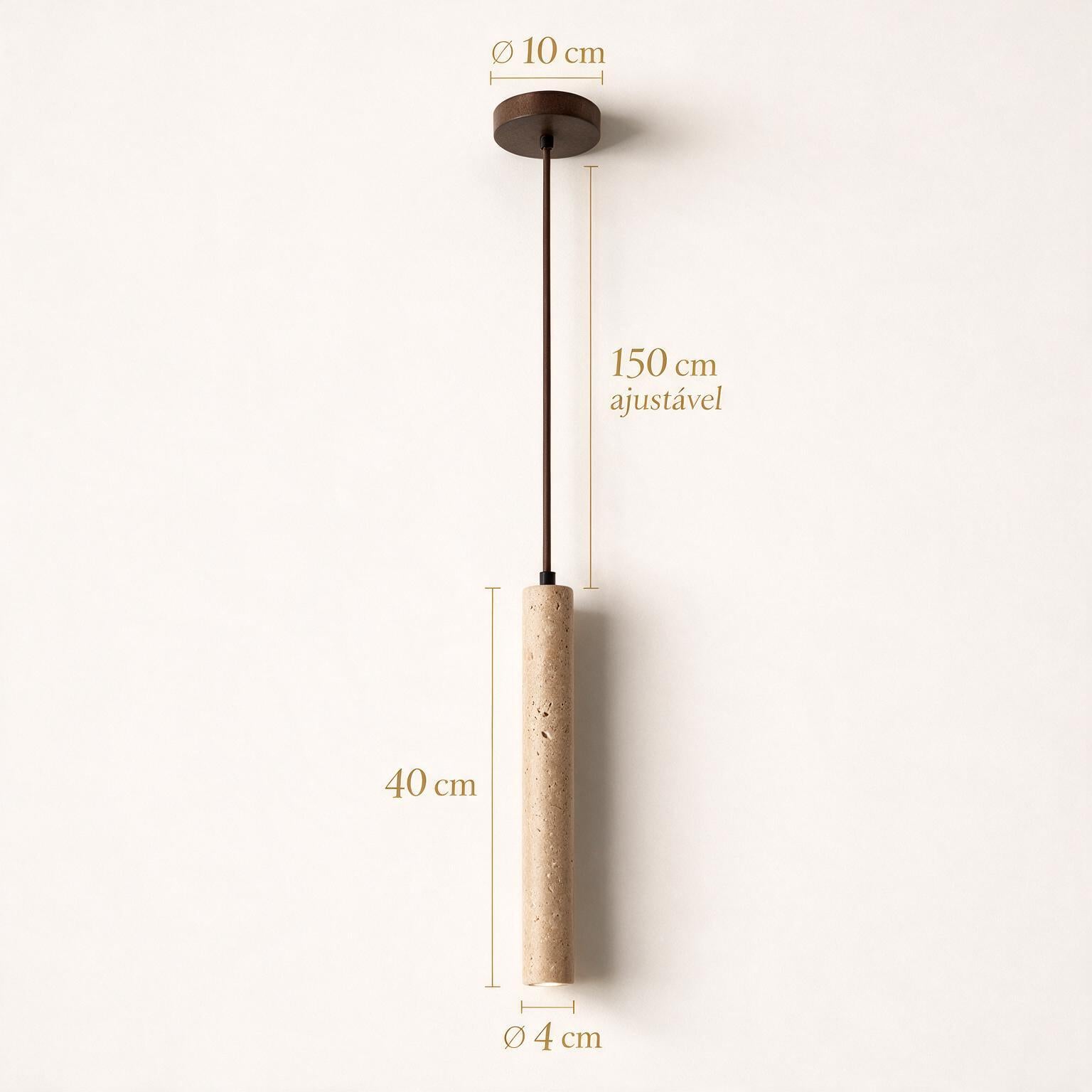 Pendente de Teto Tubular Slim em Pedra Travertino Natural G4 5W Bivolt Estilo Japonês para Quarto e Sala de Jantar