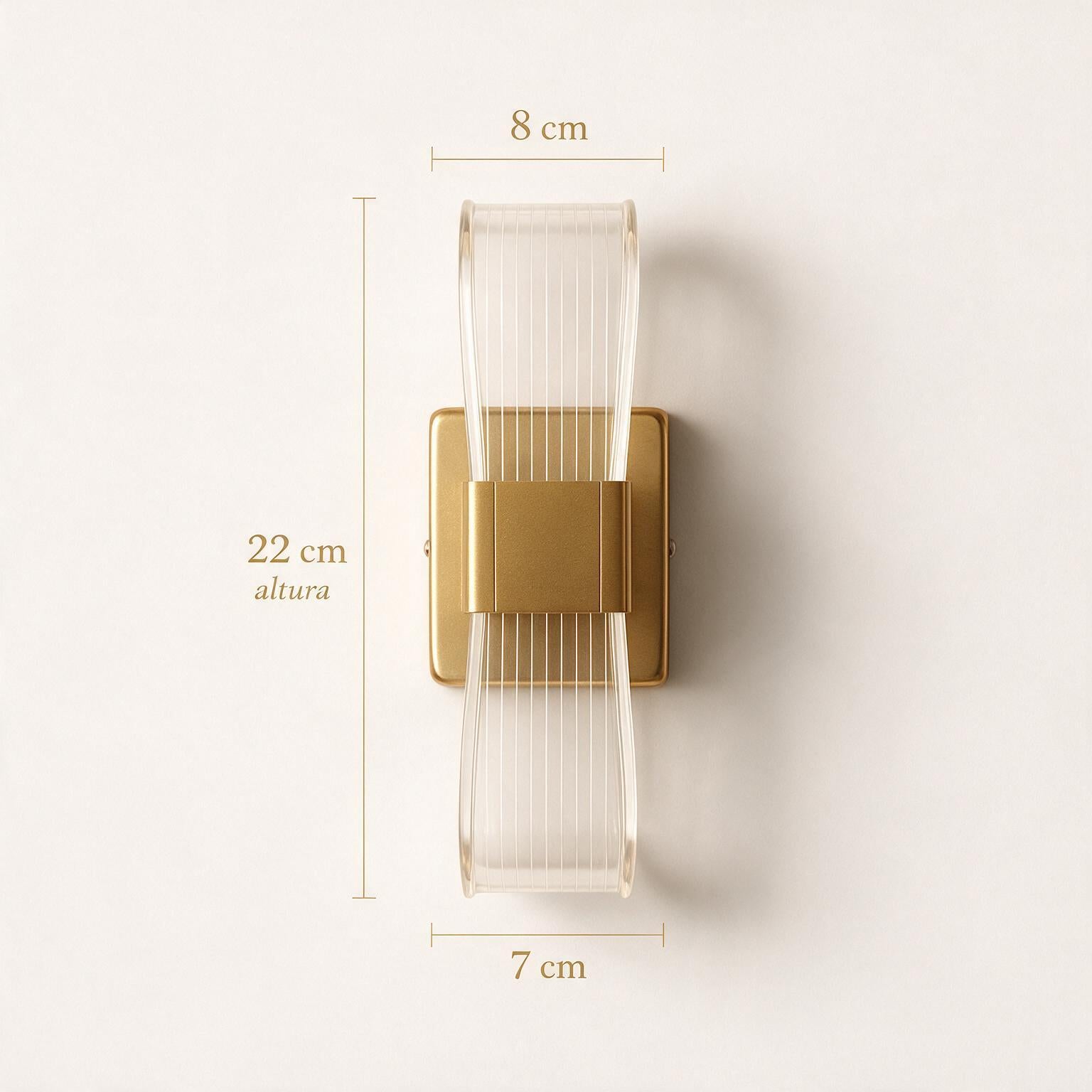 Arandela de Parede em Ferro e Acrílico Dourado LED Integrado Bidirecional 220V para Sala e Quarto