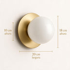 Arandela de Parede Globo em Metal Dourado e Vidro E27 Bivolt para Quarto e Sala de Estar