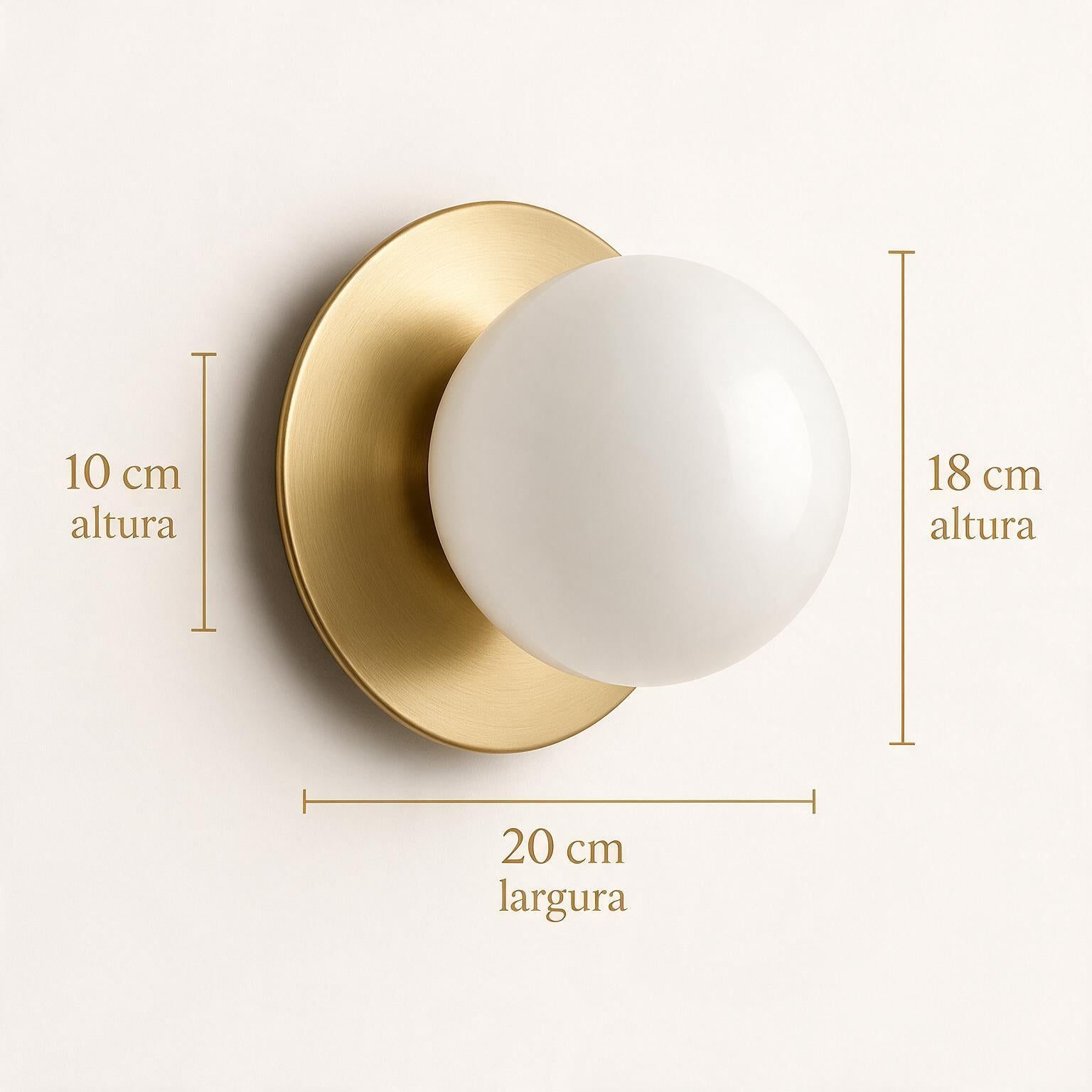 Arandela de Parede Globo em Metal Dourado e Vidro E27 Bivolt para Quarto e Sala de Estar