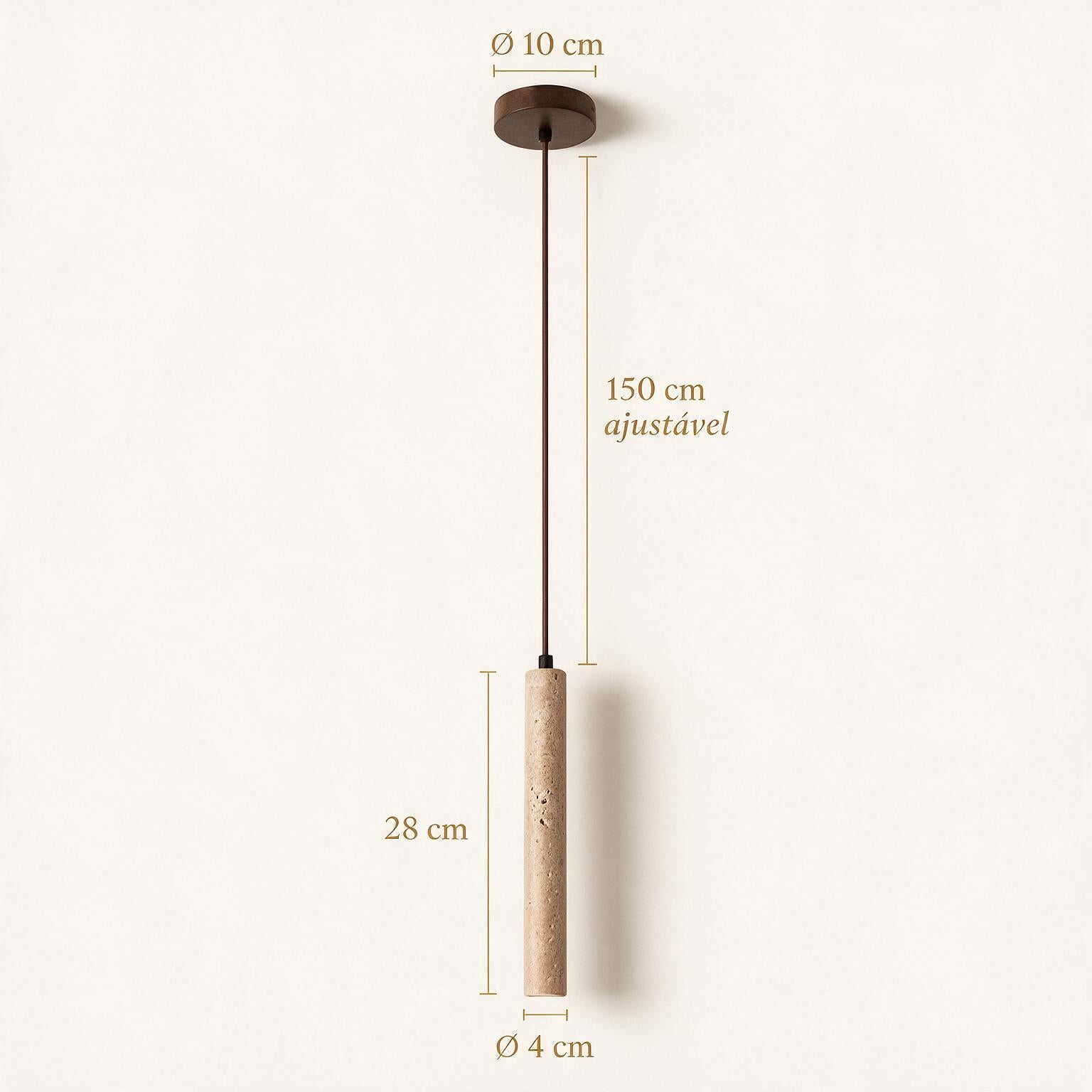 Pendente de Teto Tubular Slim em Pedra Travertino Natural G4 5W Bivolt Estilo Japonês para Quarto e Sala de Jantar