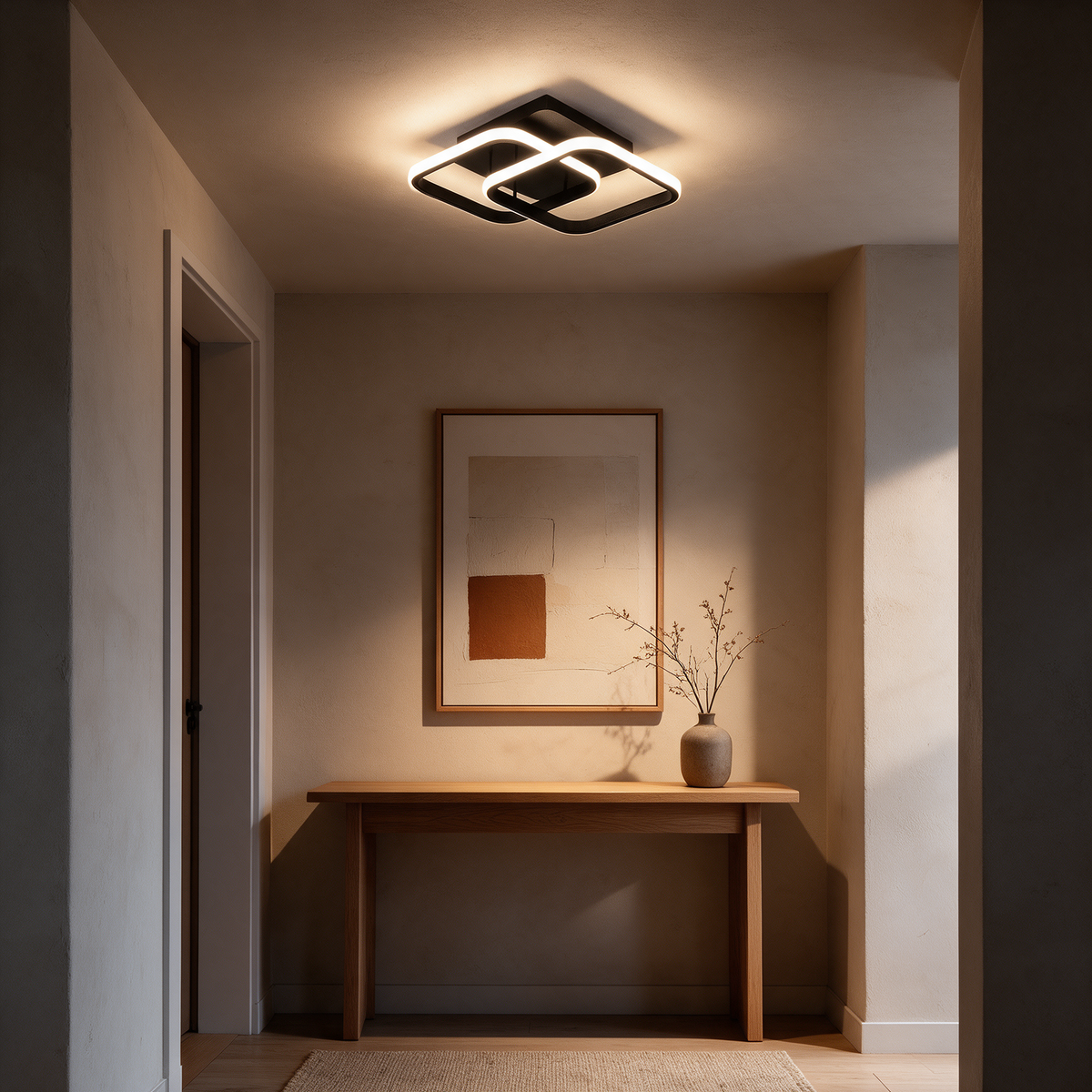 Luminária de Teto Geométrica LED Integrado Tricolor Bivolt em Ferro e Alumínio para Sala e Escritório