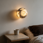 Arandela de Parede Globo em Mármore Natural Preto G9 5W Bivolt para Quarto e Sala