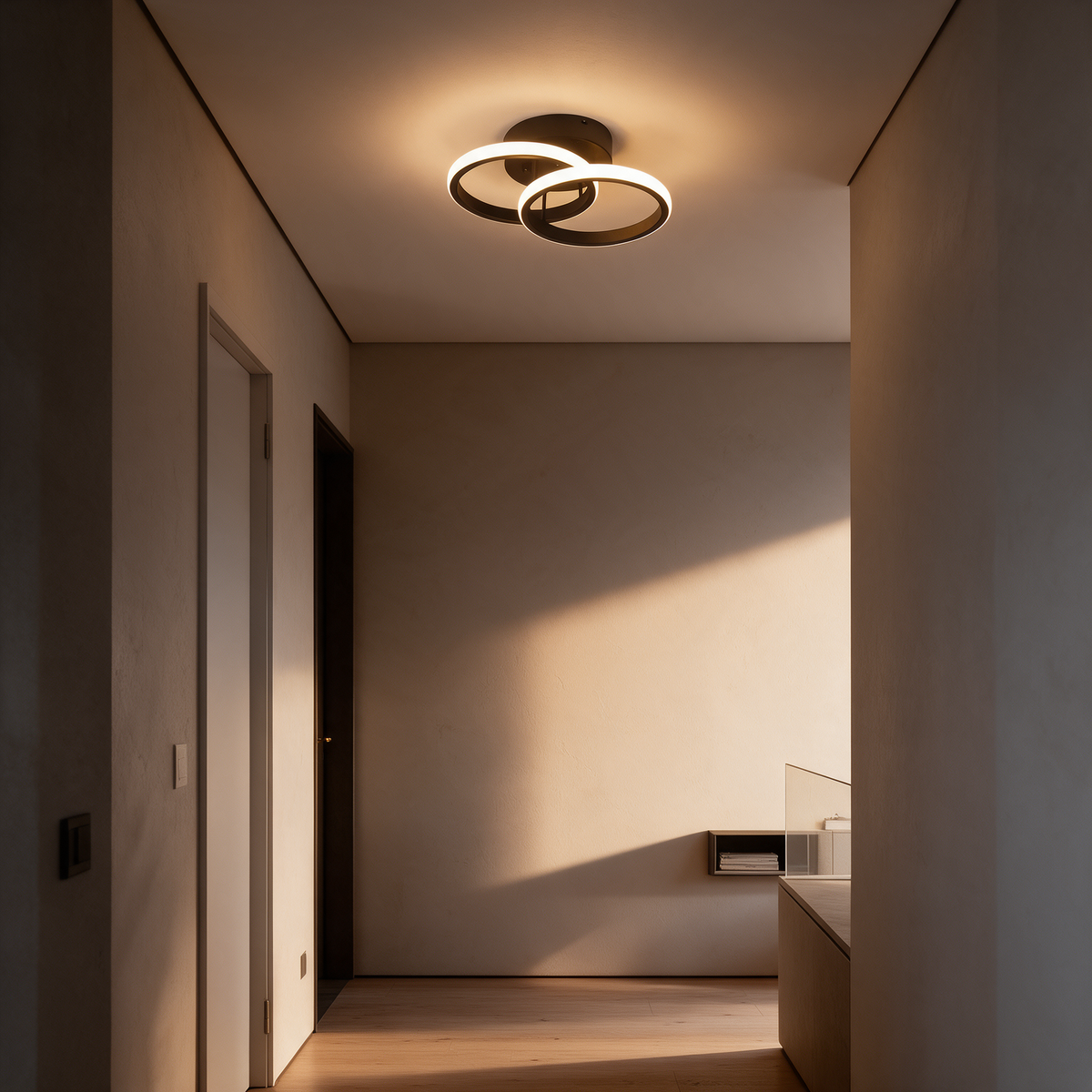 Luminária de Teto Geométrica LED Integrado Tricolor Bivolt em Ferro e Alumínio para Sala e Escritório