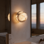 Arandela de Parede Globo em Mármore Natural Preto G9 5W Bivolt para Quarto e Sala