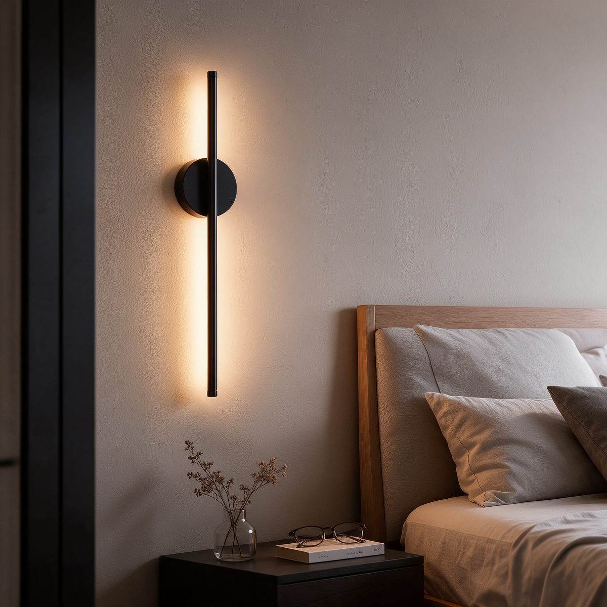 Arandela de Parede LED Recarregável em Metal 50cm Bidirecional com Controle Remoto para Sala e Quarto