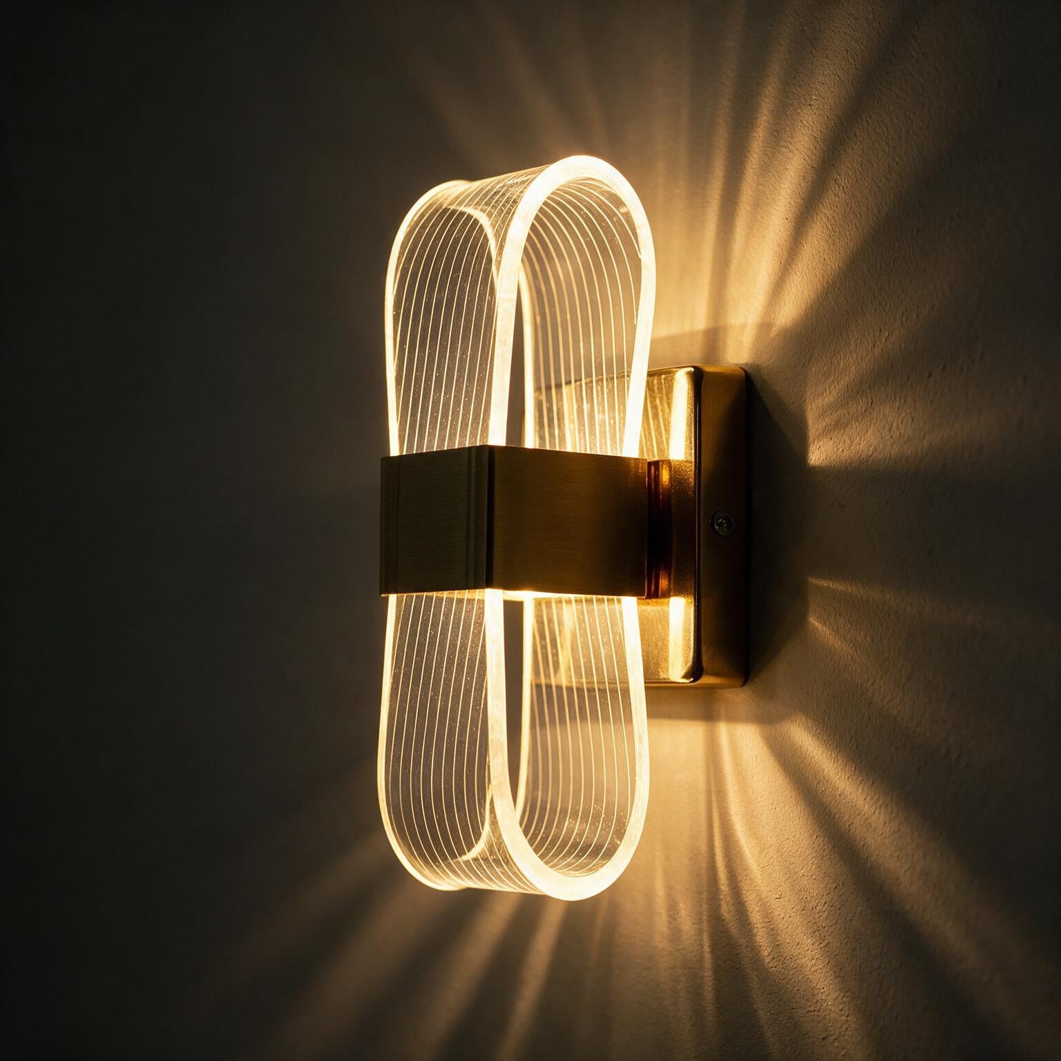 Arandela de Parede em Ferro e Acrílico Dourado LED Integrado Bidirecional 220V para Sala e Quarto
