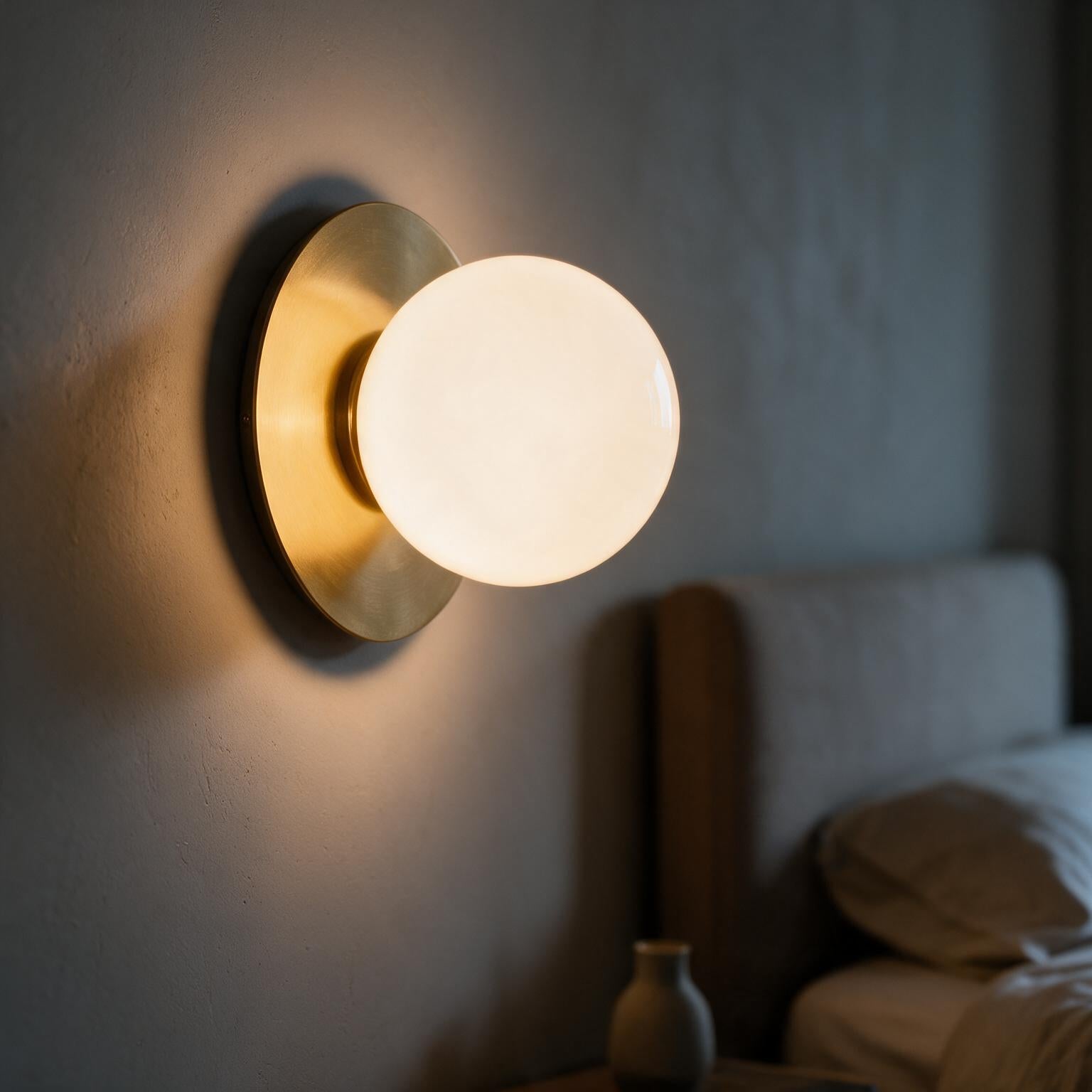 Arandela de Parede Globo em Metal Dourado e Vidro E27 Bivolt para Quarto e Sala de Estar