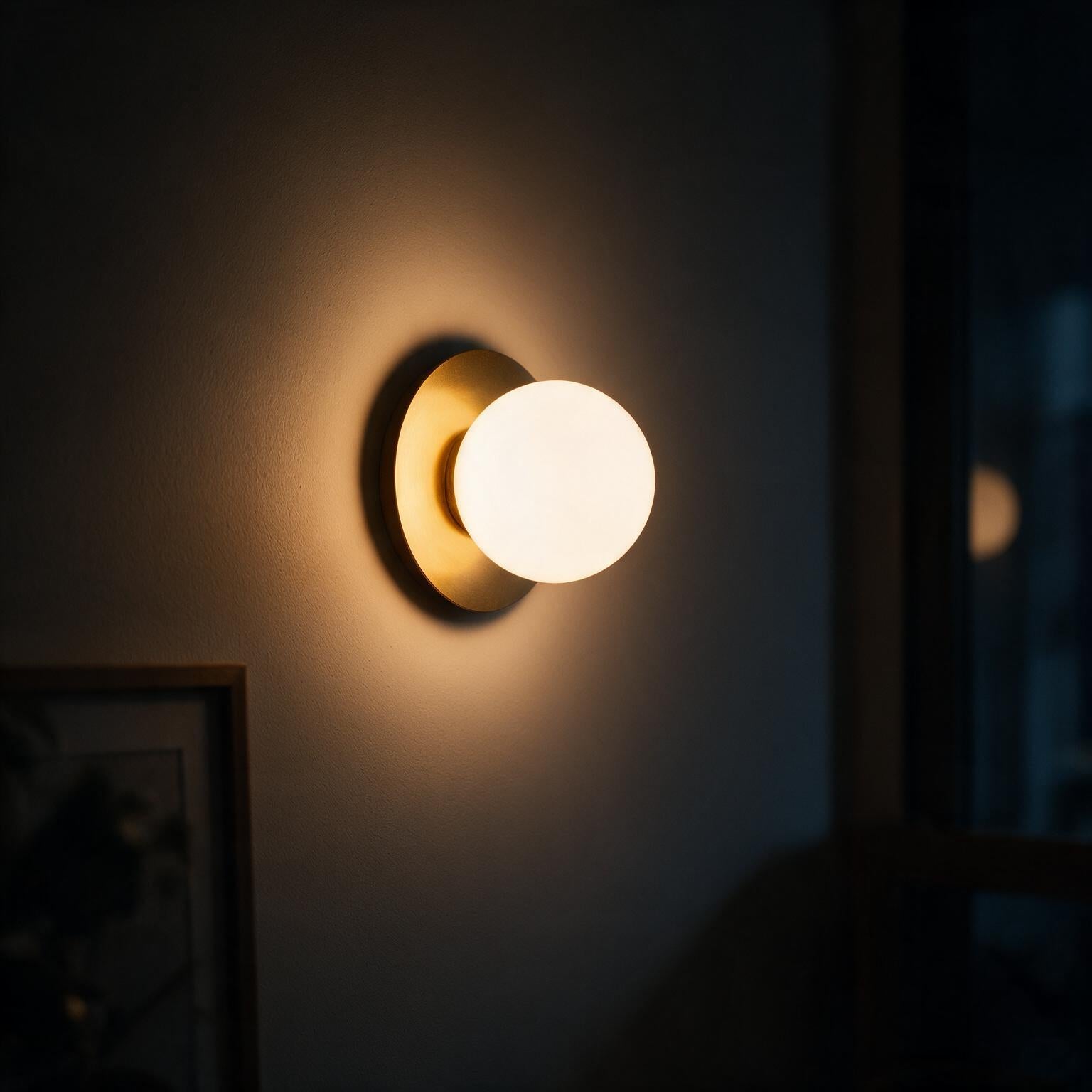 Arandela de Parede Globo em Metal Dourado e Vidro E27 Bivolt para Quarto e Sala de Estar