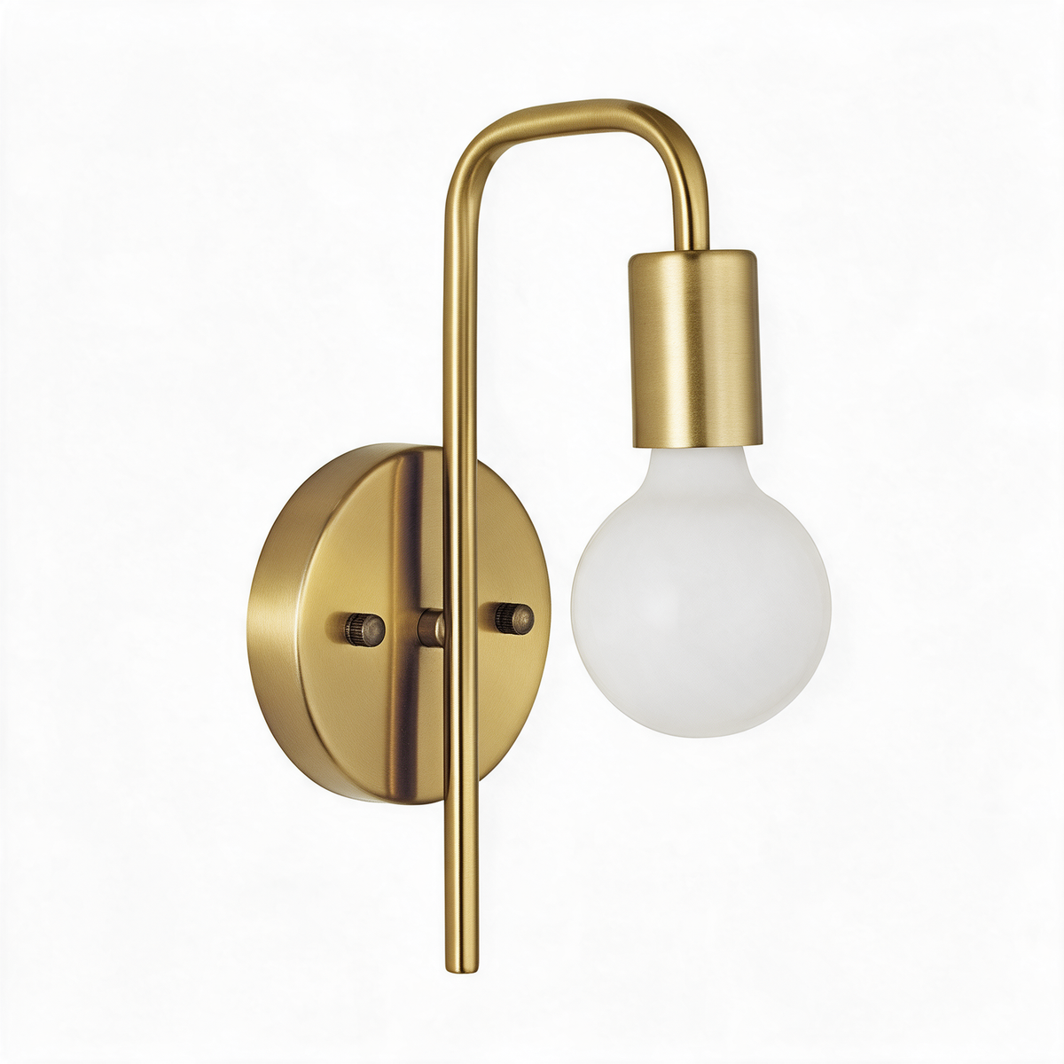 Arandela de Parede Curva em Ferro Dourado e Preto E27 19cm para Quarto e Sala de Estar