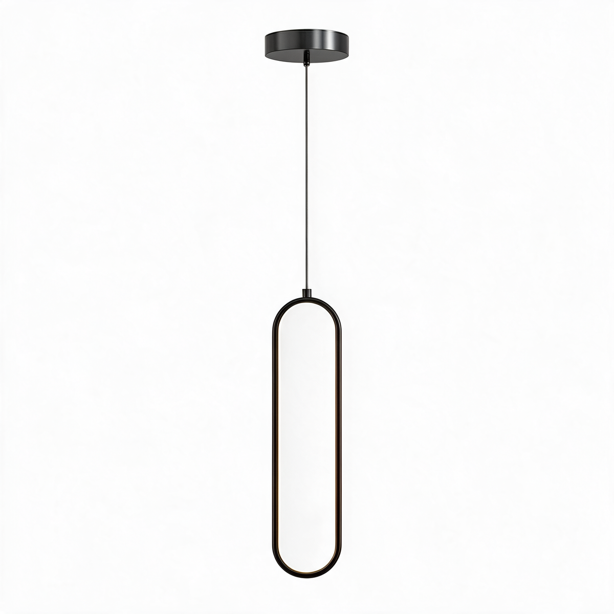 Pendente de Teto Oval em Ferro LED Integrado 16W–36W Bivolt Minimalista para Quarto e Sala de Jantar