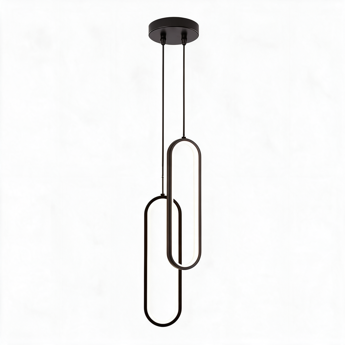 Pendente de Teto Oval em Ferro LED Integrado 16W–36W Bivolt Minimalista para Quarto e Sala de Jantar