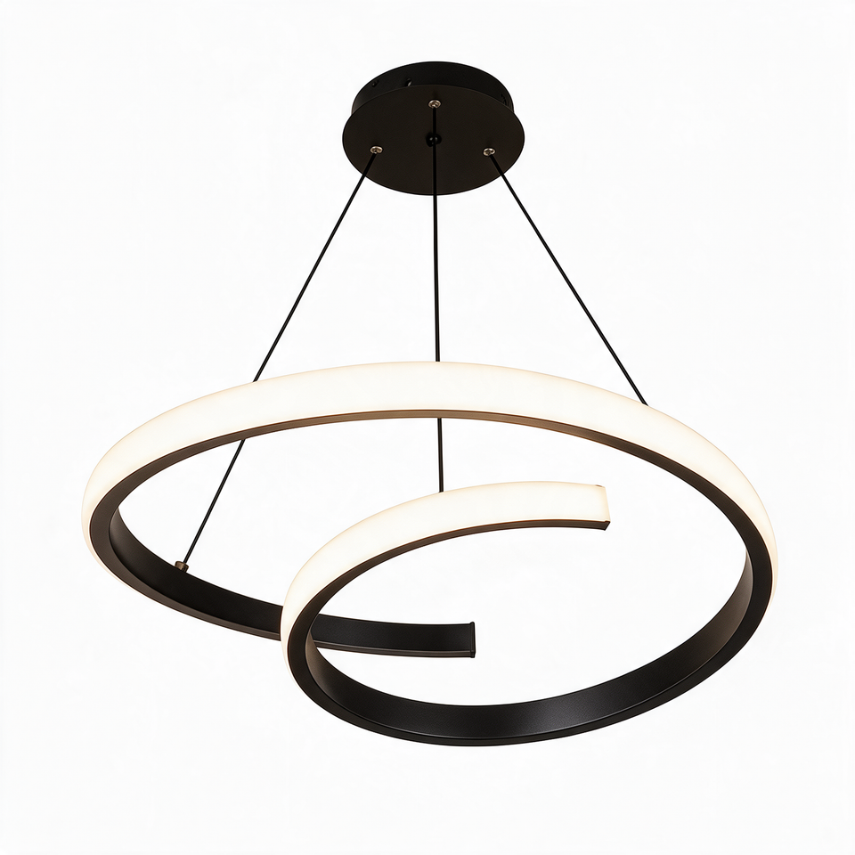 Pendente de Teto Duplo LED 32W a 48W Bivolt em Alumínio e Acrílico Minimalista para Sala e Escritório