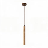 Pendente de Teto Tubular Slim em Pedra Travertino Natural G4 5W Bivolt Estilo Japonês para Quarto e Sala de Jantar