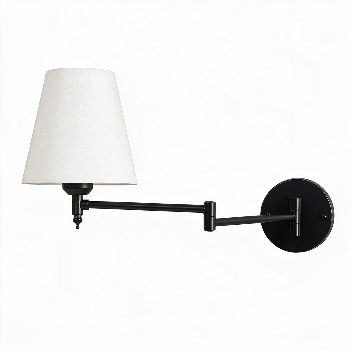 Arandela de Parede Articulada em Metal com Cúpula de Tecido E27 Bivolt Dobrável e Rotativa para Quarto e Escritório