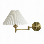 Arandela de Parede Articulada em Metal com Cúpula de Tecido E27 Bivolt Dobrável e Rotativa para Quarto e Escritório