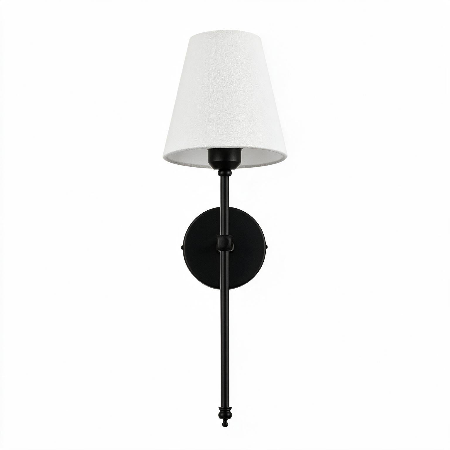 Arandela de Parede em Ferro com Cúpula de Tecido Bege E27 Bivolt Clássica para Quarto e Sala