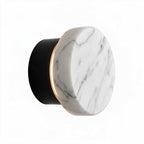 Arandela de Parede Circular em Mármore Natural e Cobre LED Bivolt Nórdica para Quarto e Sala