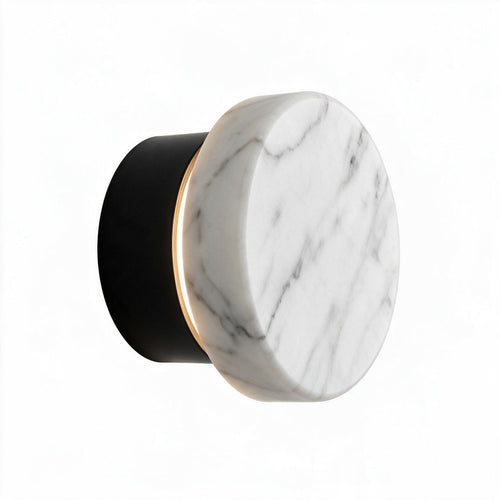 Arandela de Parede Circular em Mármore Natural e Cobre LED Bivolt Nórdica para Quarto e Sala