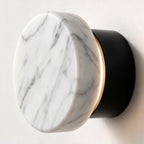 Arandela de Parede Circular em Mármore Natural e Cobre LED Bivolt Nórdica para Quarto e Sala