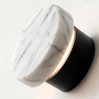 Arandela de Parede Circular em Mármore Natural e Cobre LED Bivolt Nórdica para Quarto e Sala