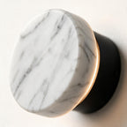 Arandela de Parede Circular em Mármore Natural e Cobre LED Bivolt Nórdica para Quarto e Sala